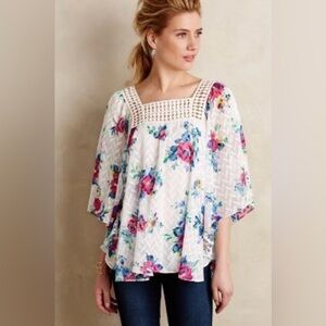 Meadow Rue Floral Blouse with Crochet Detail